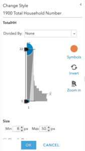 Screenshot of the options for customizing a data visualization option in ArcGIS Online 