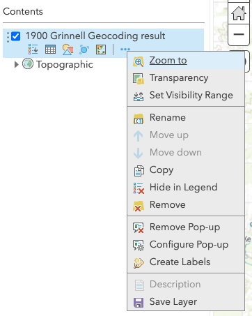 Screenshot of the ArcGIS Online layer menu "More Options"