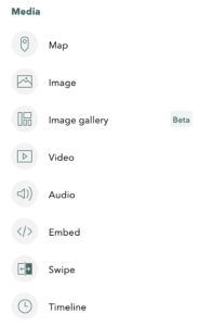 StoryMaps Media content options