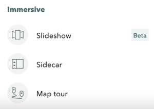 StoryMaps Immersive content options